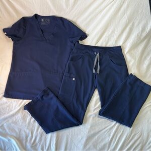 FIGS Scrub Set Navy Blue Top XS, Bottoms XXSP Medical Nursing Excellent Cond.